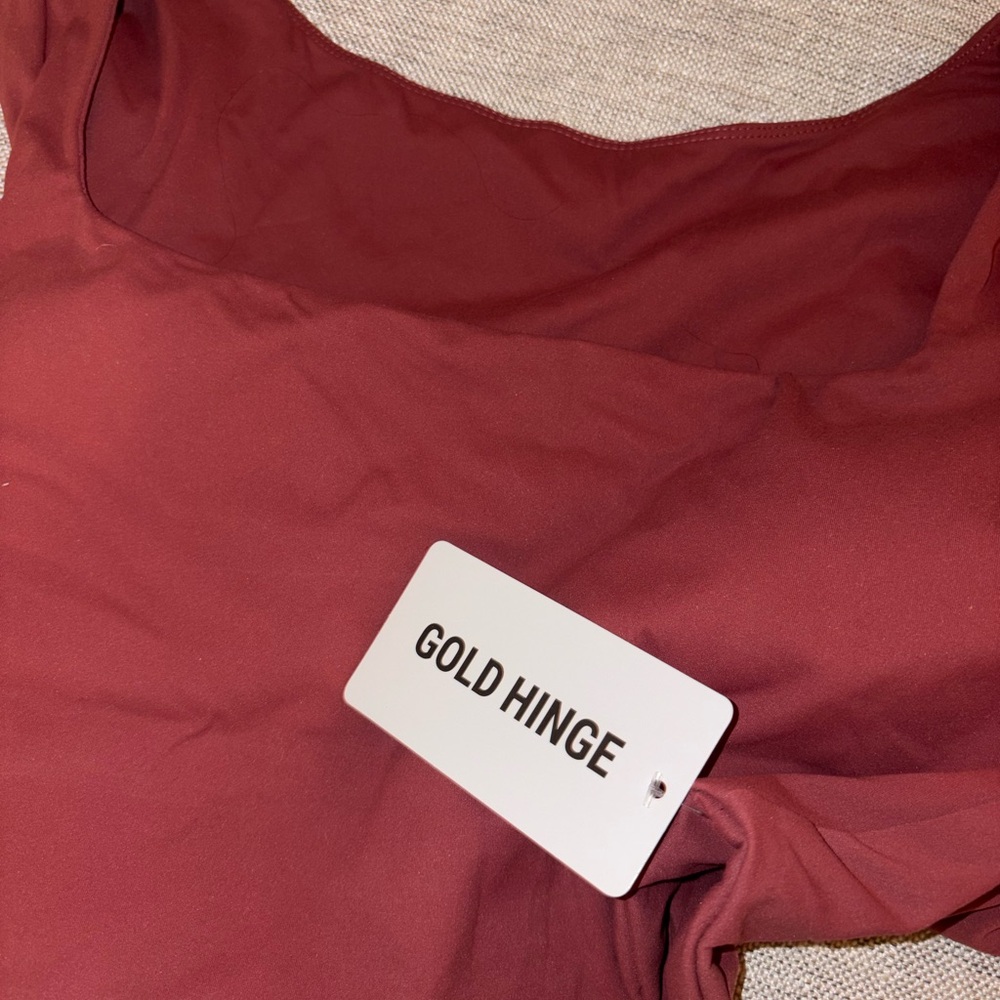 Gold Hinge Scoop Neck Long sleeve with crossover flare leggings set